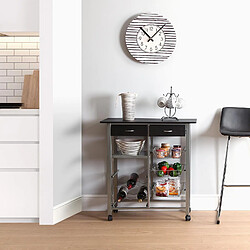 Versa Chariot de cuisine avec roulettes et tiroirs Leicester 76x40x82cm,Bois et métal, Noir