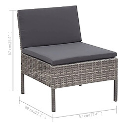 vidaXL Salon de jardin 3 pcs avec coussins Résine tressée Gris pas cher