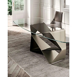 Acheter Inside 75 OZZIO GEM Table fixe arrondie avec structure en métal et Plateau en verre / Small