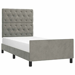 Avis Maison Chic Lit adulte - Cadre Structure de lit avec tête de lit Contemporain Gris clair 80x200 cm Velours -MN56948