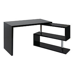 Decoshop26 Bureau d'angle moderne table d'ordinateur avec étagère pivotante 120x60cm MDF et acier noir 04_0001396 pas cher