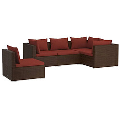 Maison Chic Salon de jardin 5 pcs + coussins - Mobilier/Meubles de jardin - Table et chaises d'extérieur résine tressée marron -MN79544