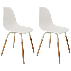 The Home Deco Factory Chaise scandinave pieds métal et bois de hêtre Phenix (Lot de 2) blanc.