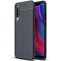 Wewoo Coque Étui de protection en TPU texturé litchi pour Xiaomi Mi 9 (bleu marine)