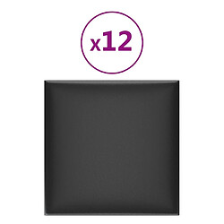 vidaXL Panneaux muraux 12 pcs Noir 30x30 cm Similicuir 1,08 m²