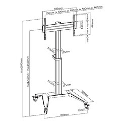 Kimex Support mobile pour écran 37''-70'' Hauteur 125-160cm, Noir pas cher