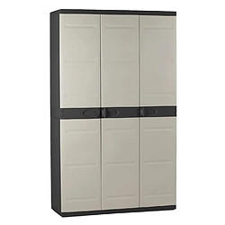 Pegane Armoire meuble de rangement 3 portes intérieur/extérieur coloris noir/taupe - Longueur 105 x Profondeur 44 x Hauteur 176 cm