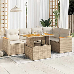 vidaXL Salon de jardin avec coussins 5 pcs beige résine tressée acacia