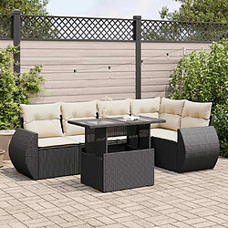 vidaXL Salon de jardin 6 pcs avec coussins noir résine tressée