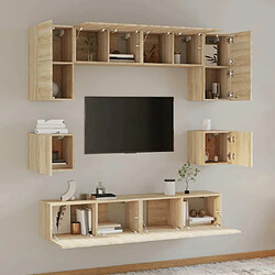 Avis Maison Chic Ensemble de meubles TV 8 pcs | Banc TV Moderne pour salon | Meuble de Rangement - Chêne sonoma Bois d'ingénierie -MN33883