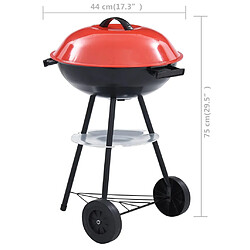 vidaXL Barbecue portable XXL au charbon avec roues 44 cm pas cher