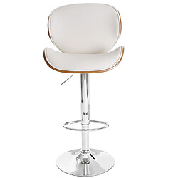 Mendler Tabouret Foxrock, chaise de bar, bois courbé desgin rétro ~ aspect noix, crème