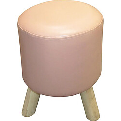 Jardindeco Pouf en polyéréthane piètement bois nude.