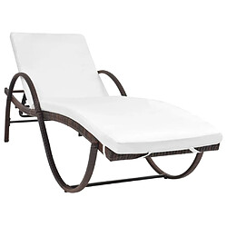 Maison Chic Chaise longue avec coussin | Bain de soleil Relax | Transat Résine tressée Marron -GKD57651