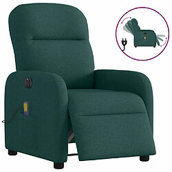 vidaXL Fauteuil de massage inclinable électrique Vert foncé Tissu