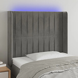 Maison Chic Tête de lit scandinave à LED,meuble de chambre Gris clair 103x16x118/128 cm Velours -MN32091