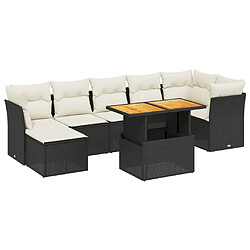 vidaXL Salon de jardin 8 pcs avec coussins noir résine tressée