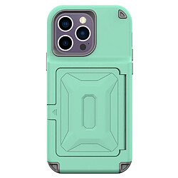 Coque en TPU + acrylique avec béquille et porte-carte pour votre iPhone 14 Pro - vert