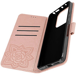 Avizar Étui Papillon Mandala pour Redmi Note 13 Pro Portefeuille Dragonne Rose Champagne