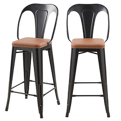 Rendez Vous Deco Chaise de bar mi-hauteur Charly noire et marron 68 cm (lot de 2)