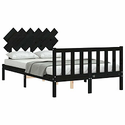 Acheter Maison Chic Lit adulte - Cadre Structure de lit avec tête de lit Contemporain noir 120x200 cm bois massif -MN50731