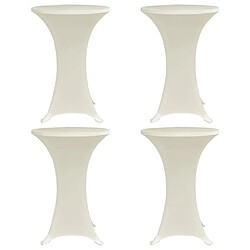 Decoshop26 Housses élastiques de table Ø 60 cm Crème 4 pièces DEC022511