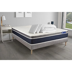 ACTISOM Pack prêt à dormir ACTILATEX CONFORT Matelas Latex + mémoire de forme 200x200 cm + sommier KIT gris + 2 oreillers + couette