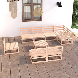 vidaXL Salon de jardin 9 pcs bois de pin massif