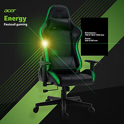 Avis Acer gaming - Fauteuil gaming Energy - RGB contrôlable - Full réglable - Design Carbone