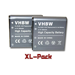 vhbw 2x Li-Ion batterie 950mAh (3.7V) pour appareil photo DSLR remplace Samsung SLB-1237, Epson EU-94, EPALB2, B31B173003CU