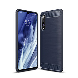 Wewoo Coque Souple Pour Xiaomi Mi 9 Pro 5G Étui de protection en TPU fibre de carbone brossé bleu marine