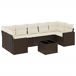 vidaXL Salon de jardin 8 pcs avec coussins marron résine tressée