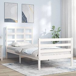 vidaXL Cadre de lit sans matelas blanc 100x200 cm bois massif 