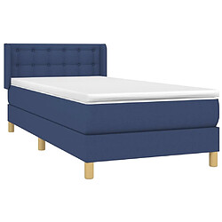 Avis Maison Chic Structures de lit + matelas,Lit à sommier tapissier avec matelas Bleu 90x190 cm Tissu -MN16102