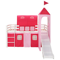 vidaXL Lit mezzanine d'enfants avec toboggan et échelle Pin 208x230 cm