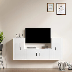 vidaXL Ensemble de meubles TV 3 pcs Blanc brillant Bois d'ingénierie