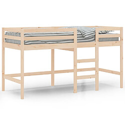 Vidaxl Lit mezzanine enfants échelle 90x200 cm bois pin massif