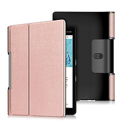 Etui en PU avec support tri-pliure or rose pour votre Lenovo Yoga Smart Tab YT-X705