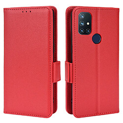 Etui en PU texture litchi avec support, rouge pour votre OnePlus Nord N10 5G