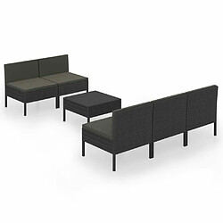 Maison Chic Salon de jardin 6 pcs + coussins - Mobilier/Meubles de jardin - Table et chaises d'extérieur Résine tressée Noir -MN20294