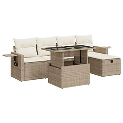 vidaXL Salon de jardin avec coussins 6 pcs beige résine tressée