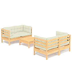 Maison Chic Salon de jardin 5 pcs + coussins - Mobilier/Meubles de jardin - Table et chaises d'extérieur crème Bois de pin -MN34071