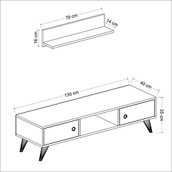 Avis Helloshop26 Meuble TV à 2 portes avec étagère 35 x 130 x 40 cm murale blanc 03_0007752