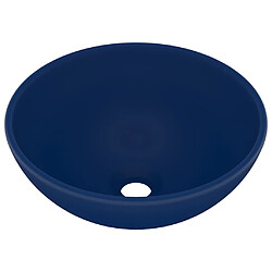 vidaXL Lavabo rond de luxe de salle Bleu foncé mat 32,5x14cm Céramique