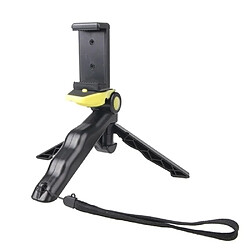 Wewoo Support Holder jaune pour GoPro HERO 4/3 / 3+ / SJ4000 / SJ5000 / SJ6000 Sports DV / appareil photo numérique / iPhone, Galaxy et autre téléphone mobile Poignée de main portable / mini trépied stand courbe avec clip droit