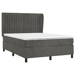 Avis Maison Chic Lit Adulte - Lit simple Lit à sommier tapissier et matelas moelleux - Meuble de Chambre - Gris foncé 140x200cm Velours -MN93447