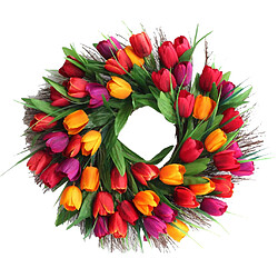 Guirlande de tulipes simulées guirlande d'automne décor de porte d'entrée 45cm dia. Multicolore