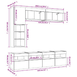 vidaXL Ensemble de meubles TV muraux 7pcs et lumières LED chêne sonoma pas cher