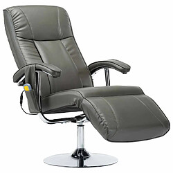 vidaXL Fauteuil de massage Gris Similicuir