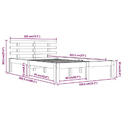 vidaXL Cadre de lit sans matelas bois massif 180x200 cm pas cher